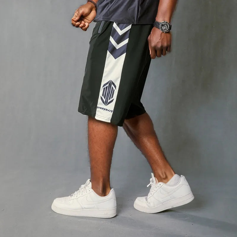 (L-10XL) Plus Size Men's High-Stretch White Arrow Pattern Shorts