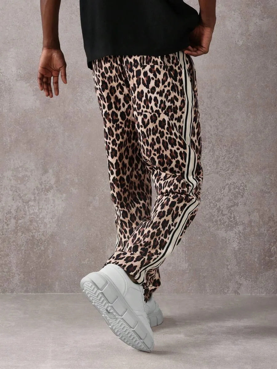 (L-10XL) Plus Size Men's Casual Leopard Printed Long Pants