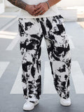 (L-10XL) Plus Size Men's Basic Front Tie Pocket Casual Straight Leg Pants